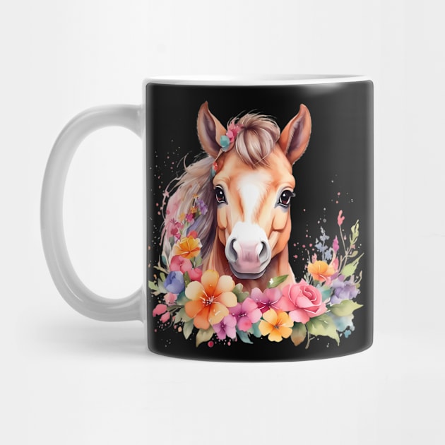 A pony decorated with beautiful watercolor flowers by CreativeSparkzz